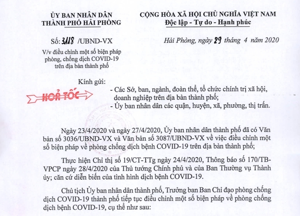 Cho phép hoạt động 70% tần suất đối với vận tải hành khách tuyến từ Hải Phòng đi Hà Nội, TP.HCM và ngược lại